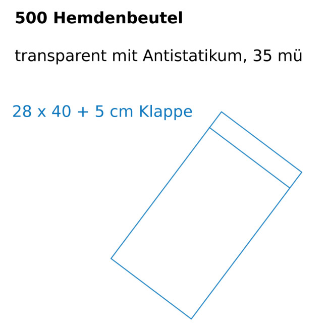 500 Hemdenbeutel, 28 x 40 + 5 cm Klappe, transparent mit Antistatikum, 35 mü Bild 2