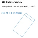 500 Pulloverbeutel, 35 x 45 + 5 cm Klappe, transparent mit Antistatikum, 35 mü Bild 2