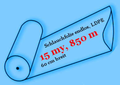 Schlauchfolie Maxima, endlos, LDPE, 15 my, 60 cm breit, 850 Meter