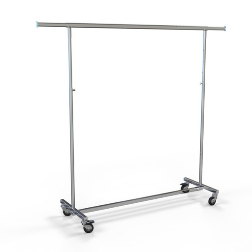 [RS-5] Rollkleiderständer aus Metall zum Zusammenklappen, höhenverstellbar, komplett verchromt, Länge 150 cm