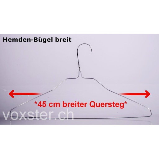 [DB_006] 500 Hemdenbügel 2,00 mm, mit 45 cm breitem Quersteg, für die Hemdenmeisterin