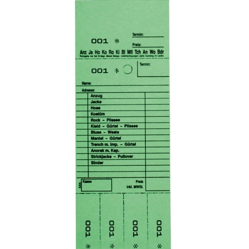 [AB-5] Annahmeblock auf Deutsch in 11 Farben, Kombi 6A (Deutsche Version)